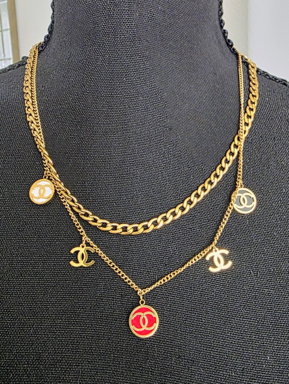 Gold-plated Stainless Steel Layered Charm Necklace